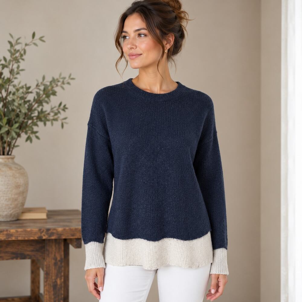 Joules Navy Wool Alpaca Blend Mock Turtleneck Sweater 4